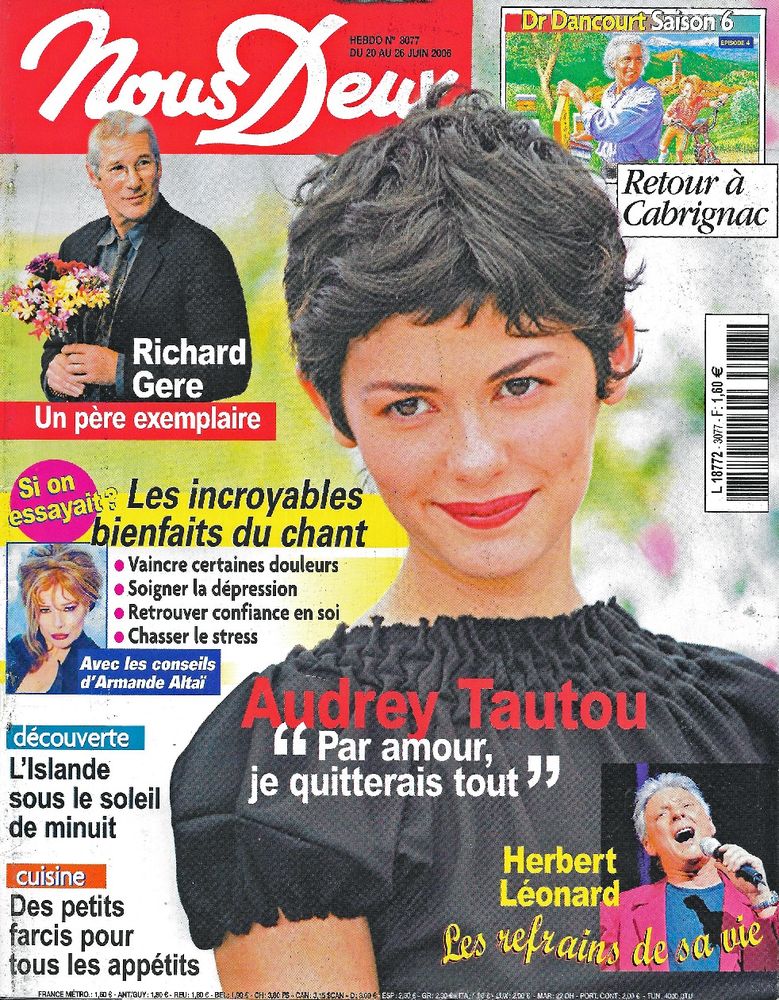 NOUS DEUX Magazine n�3077 2006  Audrey TAUTOU 2 Castelnau-sur-Gupie (47)