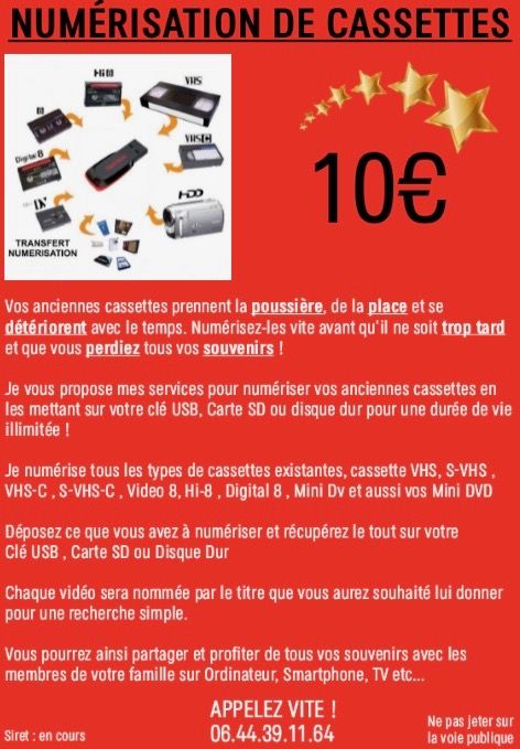 Num�risation de cassettes vhs ou autres 10 Rebais (77)