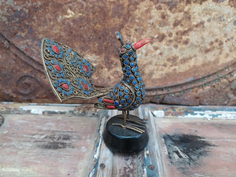 Oiseau Laiton Cabochons Verre Turquoise Corail Tibet N�pal 0 Loches (37)