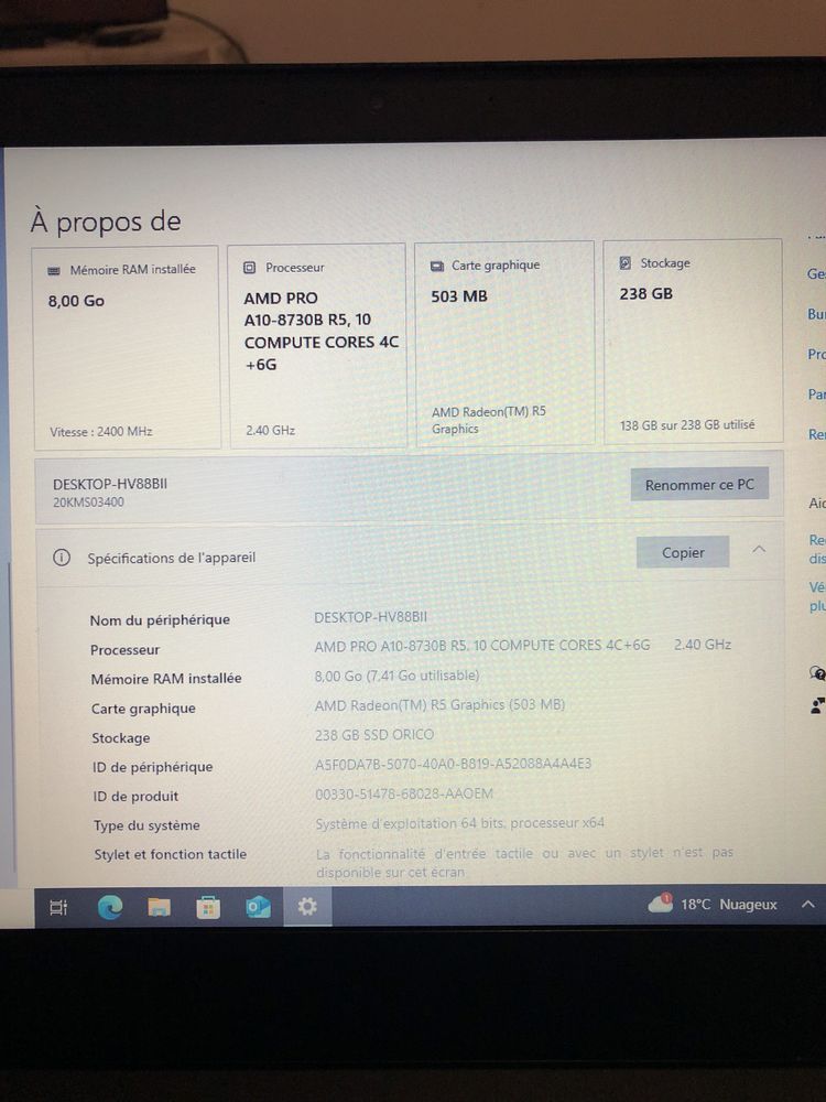 Ordinateur portable Lenovo Thinkpad A475 AMD Pro 160 Montataire (60)