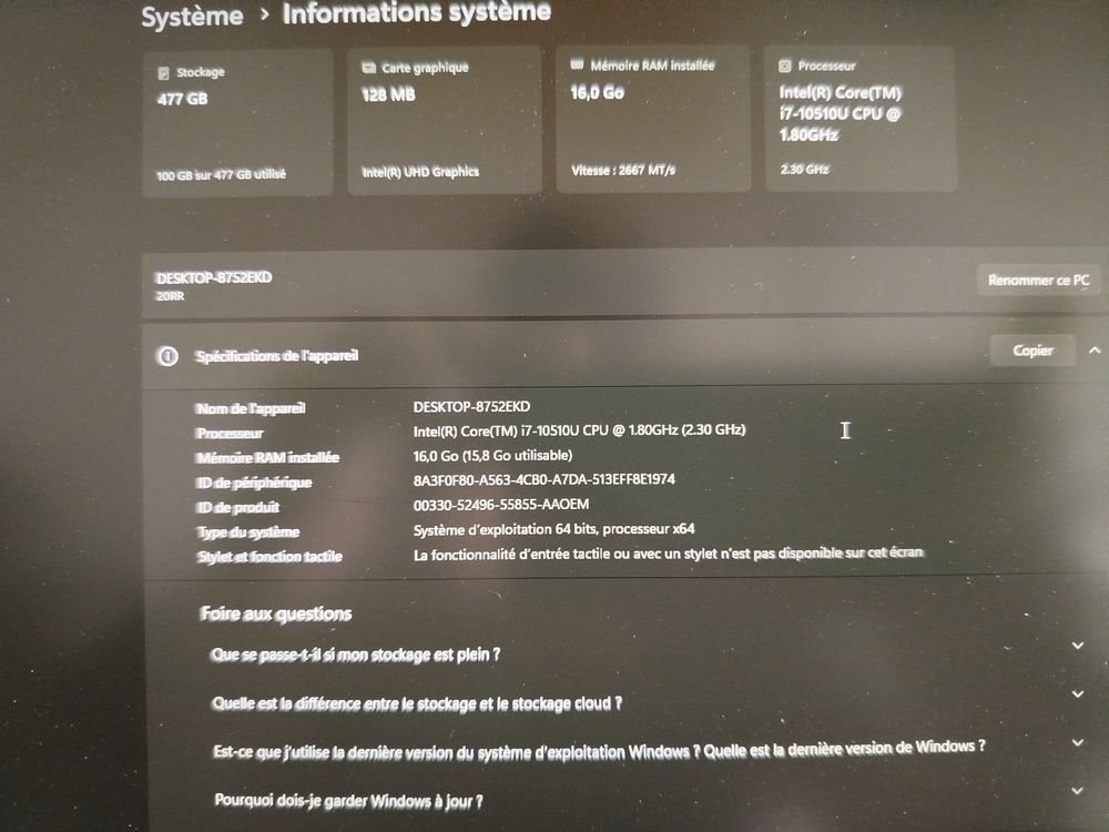 ordinateur portable Lenovo thinkbook 13s-iml - I7 ,16Go ram, 500go 350 Castelculier (47)