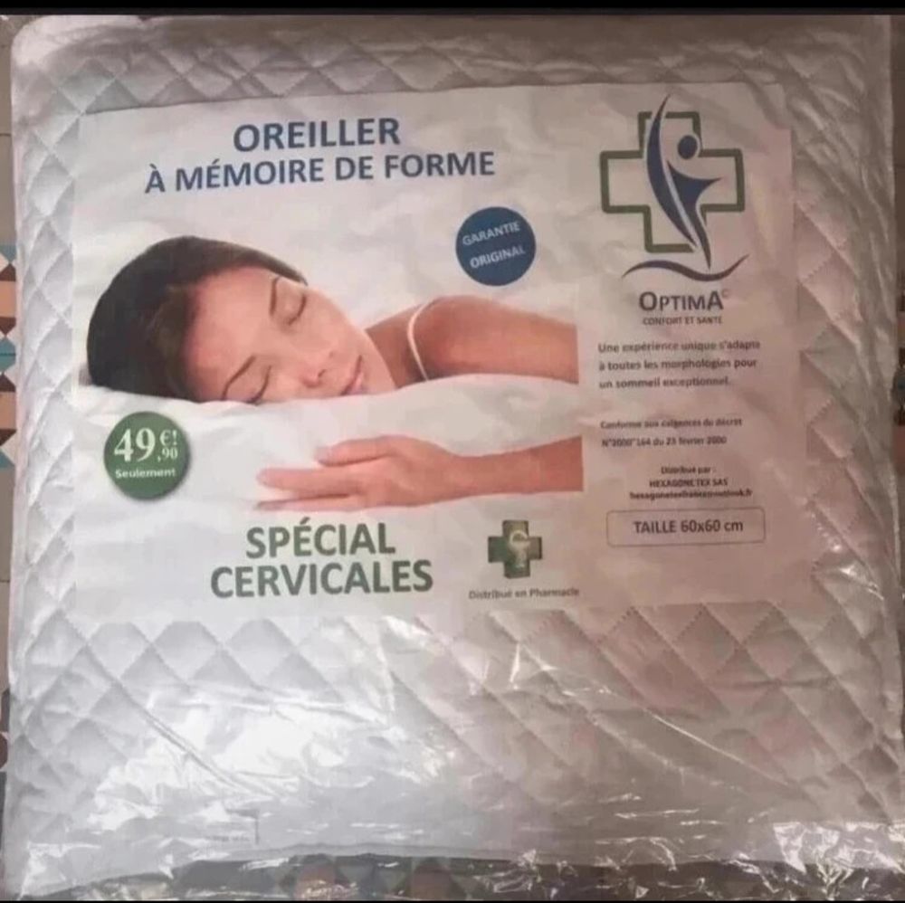 Oreiller � m�moire de forme 60x60 15 Lozinghem (62)