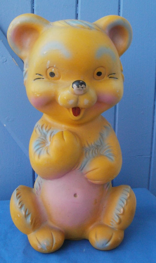 Ours jaune, Ancien Jouet Ann�es 60 Pouet Pouet 15 Montauban (82)