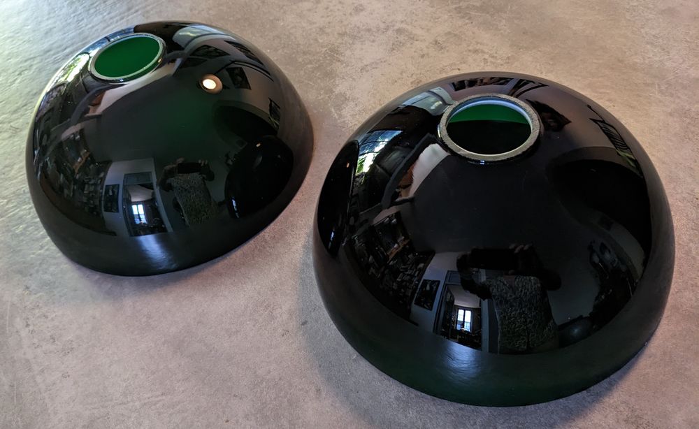 Paire de 2 abat jour billard d�me r�flecteur opaline de lamp 75 Marseille 13 (13)