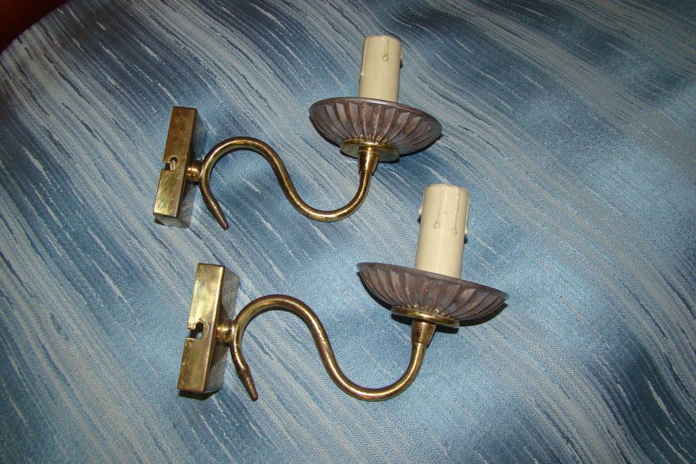 Paire d'appliques en verre opalescent - vintage ann�es 1970 50 Gargenville (78)