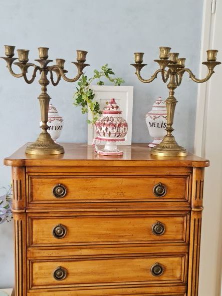 Paire de beaux chandeliers anciens en bronze authentique 120 Pr�milhat (03)