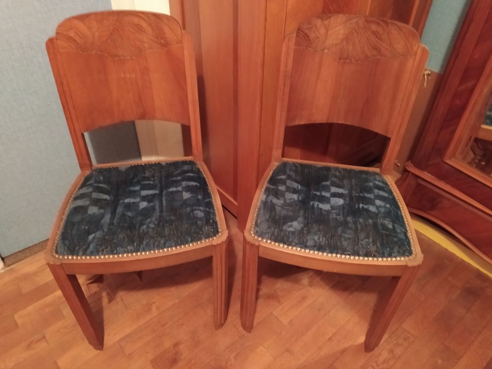 Paire de chaises de chambre assises bleues 40 Fréteval (41)