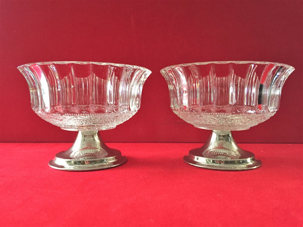 PAIRE DE COUPE A FRUITS DESSERT VERRE & M�TAL ARGENT� 49 Marseille 11 (13)