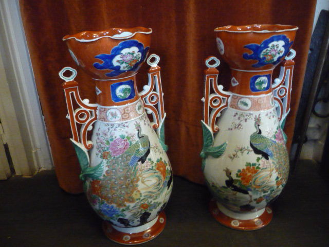 paire de grands vases Imari Japon Meiji 300 Trappes (78)