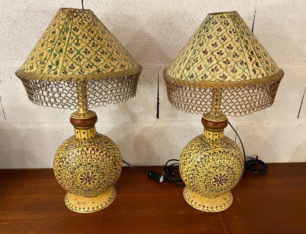 Paire de Lampes Orientales en T�le Peinte 250 Bellegarde (30)