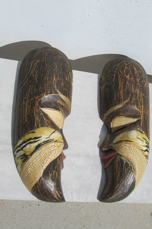 Paire de masques africains en bois, face à face 55 Castres (81)