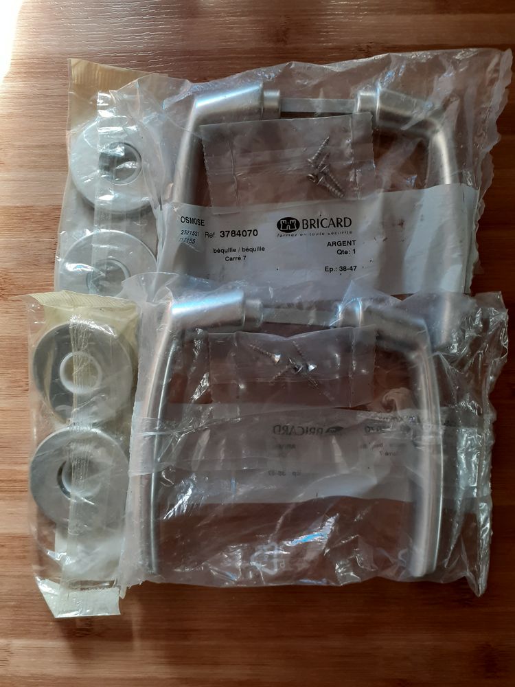 2 Paire de poign�es de porte argent BRICARD 10 Lens (62)