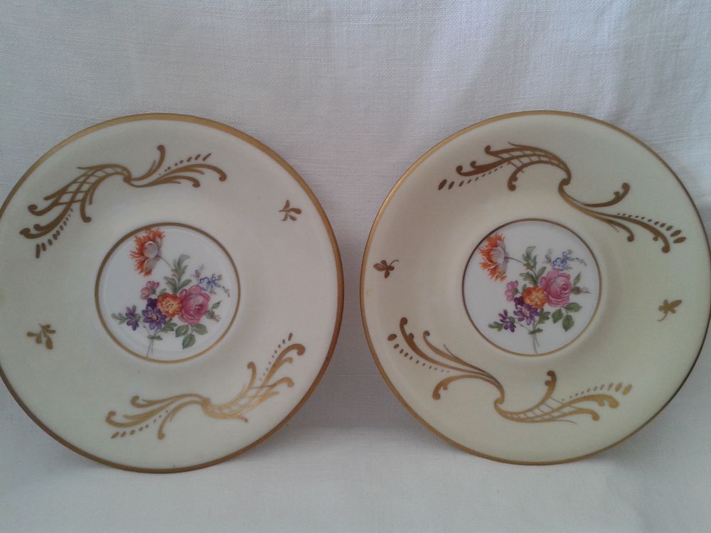paire de soucoupes en porcelaine de Limoges peintes main 20 Dijon (21)