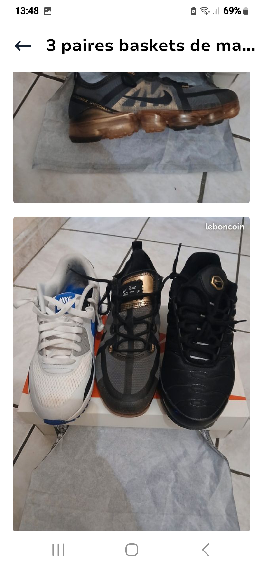 3 paires baskets de marque.
Tr�s peu ou pas utilis�es 100 Saint-�tienne (42)