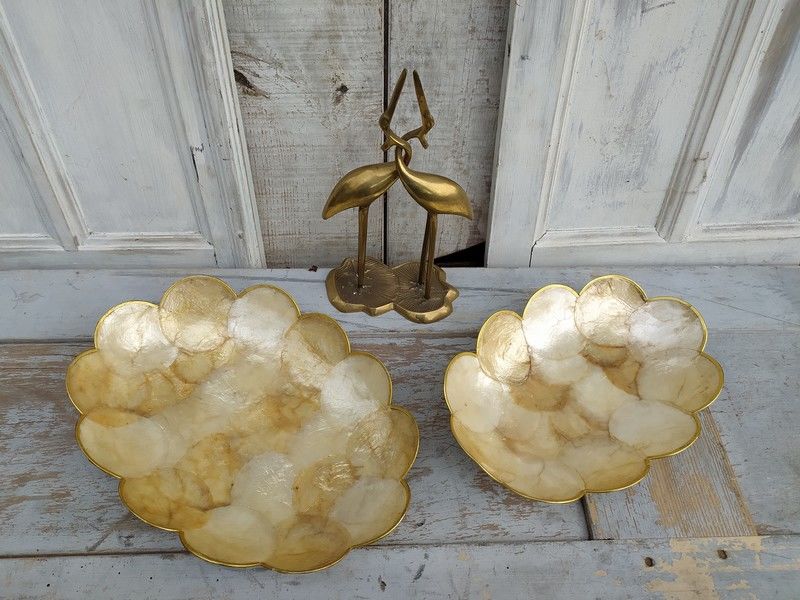 Paires de Coupelles Nacre et Laiton Vintage 38 Loches (37)