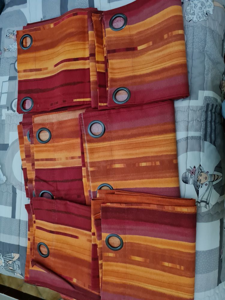 3 paires de double rideaux rouges �  rayures 60 Aytr� (17)