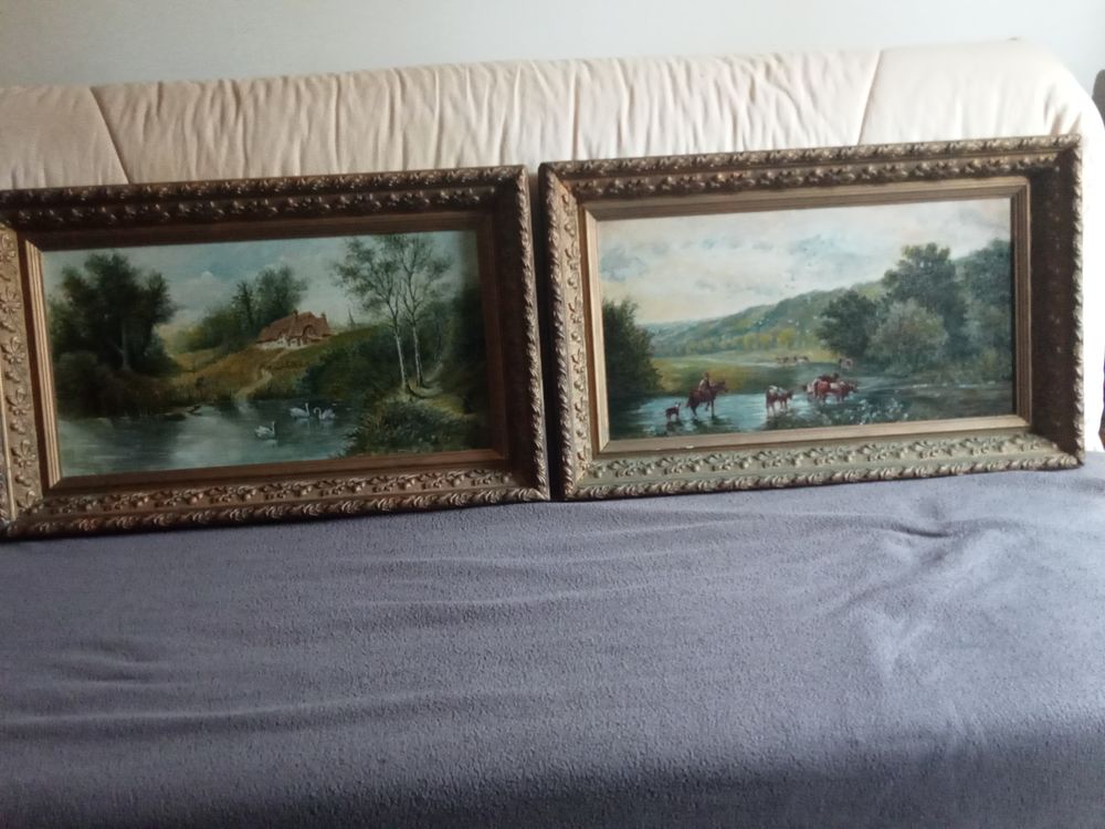,Paires de tableaux , peinture sur toile sign� H Huron 600 Civrac-de-Blaye (33)