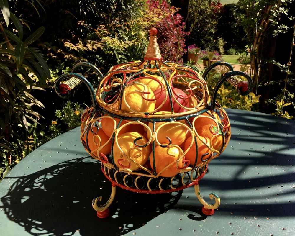 Panier d�coratif ancien (d�but XXe) en fer forg� massif 45 L'Isle-Jourdain (32)