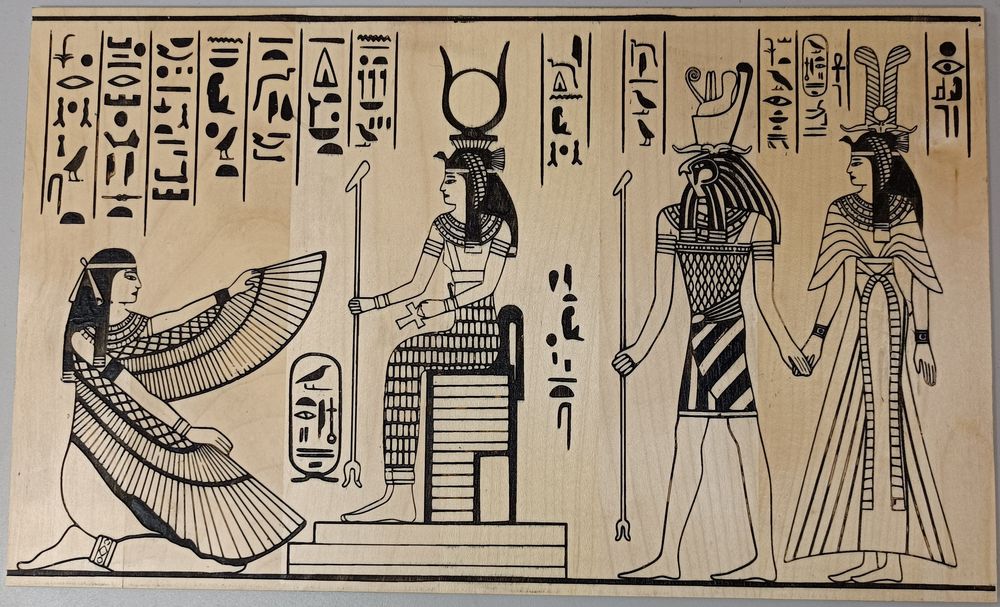 Panneau bois peint �rable grav� �gypte antique 18 Strasbourg (67)