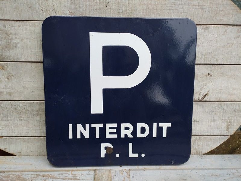 Panneau Signalisation Parking Interdit Poids-Lourds Vintage 90 Loches (37)