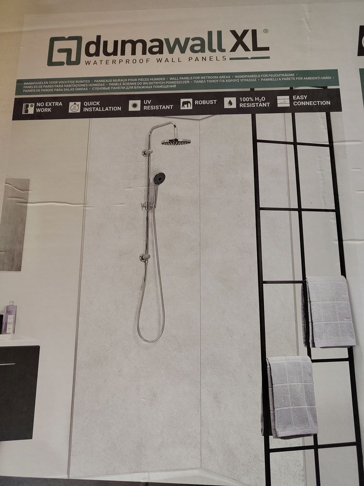 2 panneaux douche PVC XL gris Cloudy DUMAWALL, L.260x90 220 Fontenay-sous-Bois (94)
