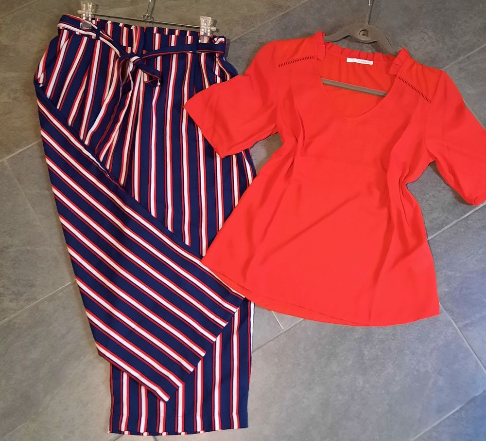 pantacourt estival ray� + le haut rouge assorti T 38 - 40 20 Domart-en-Ponthieu (80)