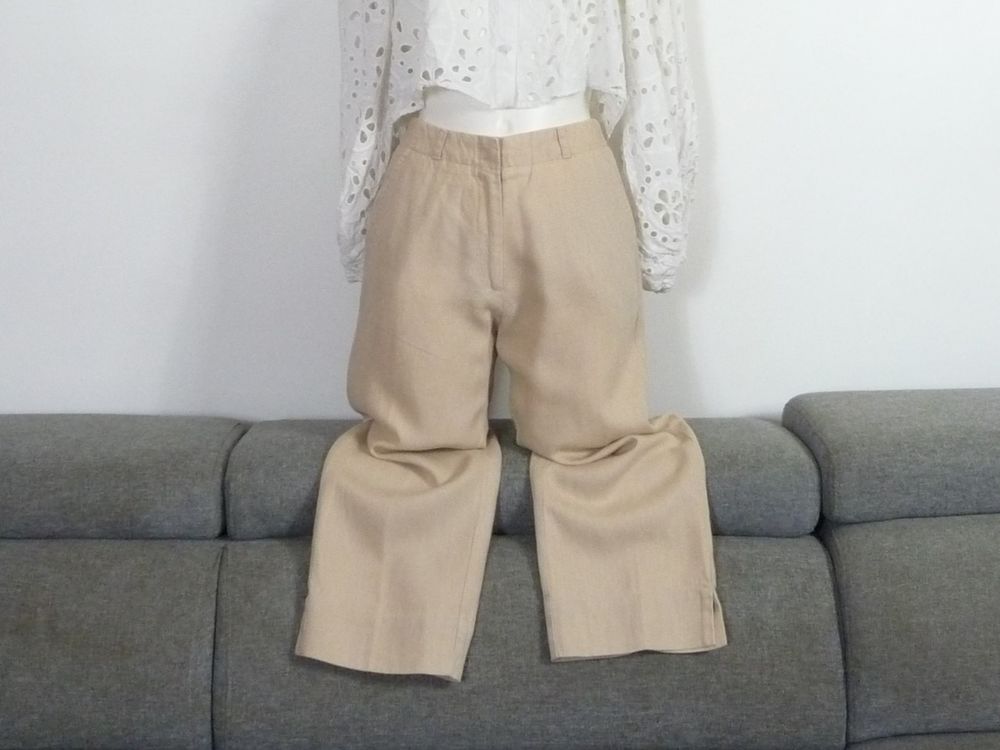 Pantacourt/ Pantalon en 100% Lin Beige- Active Wear 12 Paris 15 (75)