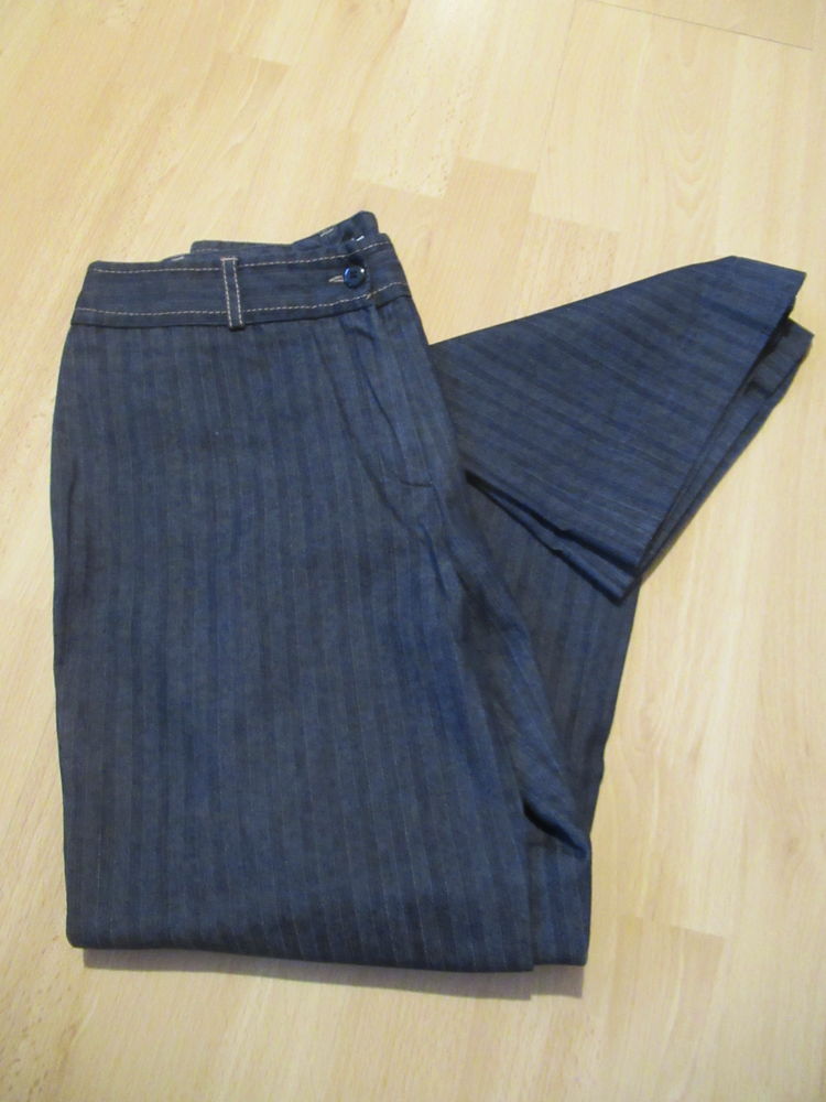 Pantalon bleu marine rayé - 123 - Taille 36 6 Livry-Gargan (93)