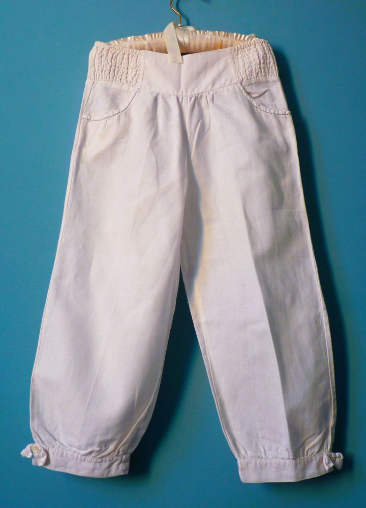 pantalon fille Gemo 10 ans blanc lin coton TBE 2 Brienne-le-Château (10)