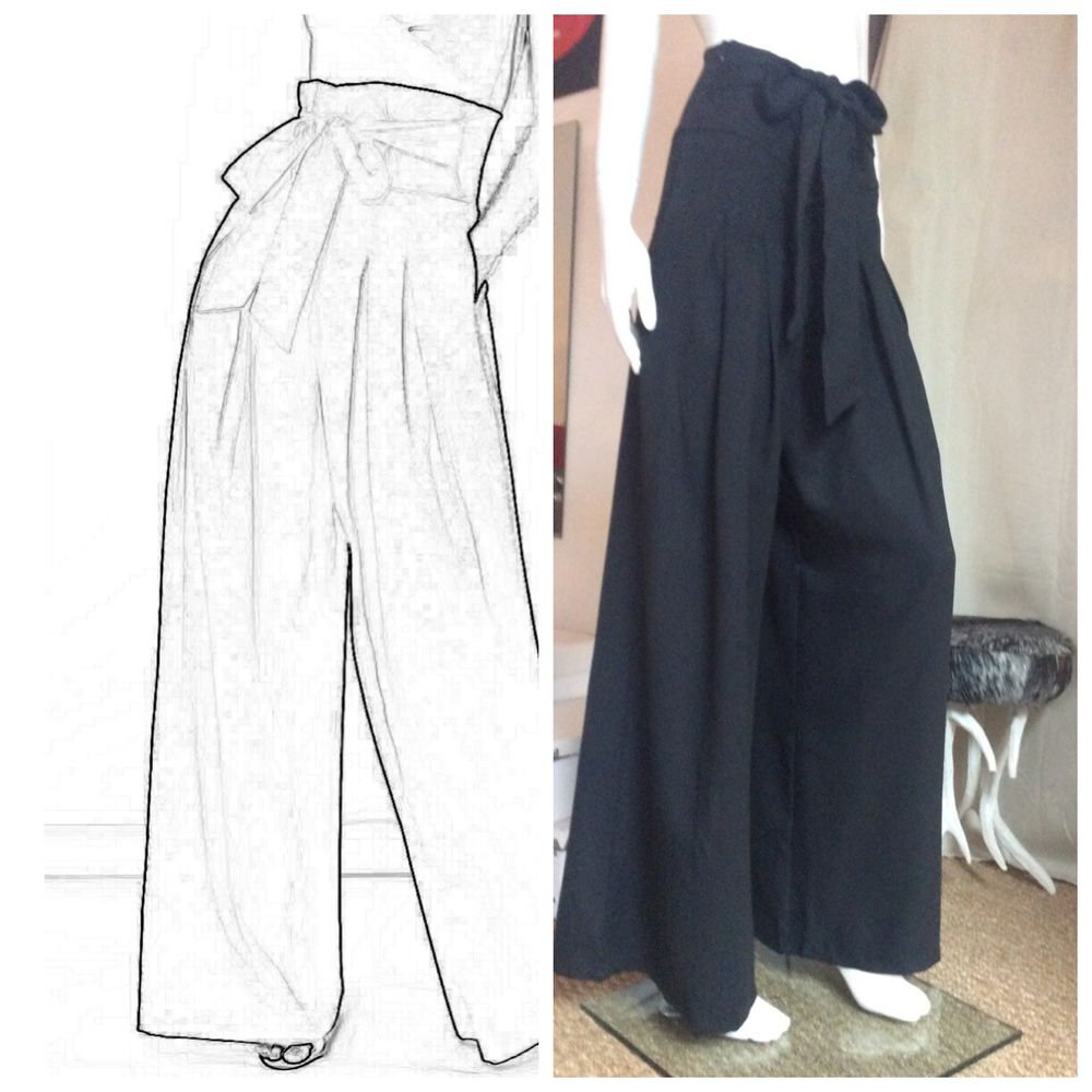 pantalon Palazzo noir, taille haute ceintur�e, jambes larges 38 Chanteloup-les-Vignes (78)