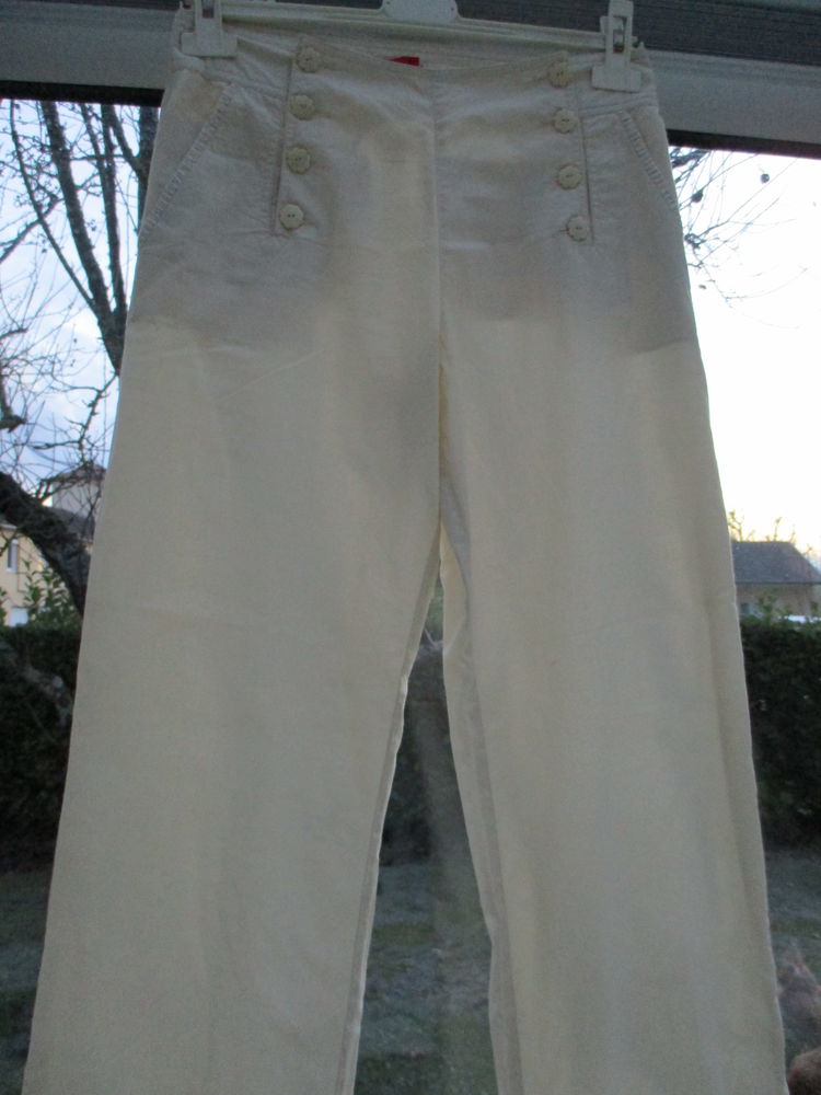 Pantalon toile blanc �cru 5 Sathonay-Village (69)