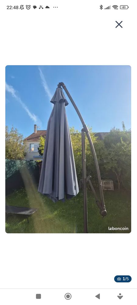 Parasol excentr� gris robuste avec housse 90 Beaumont (63)