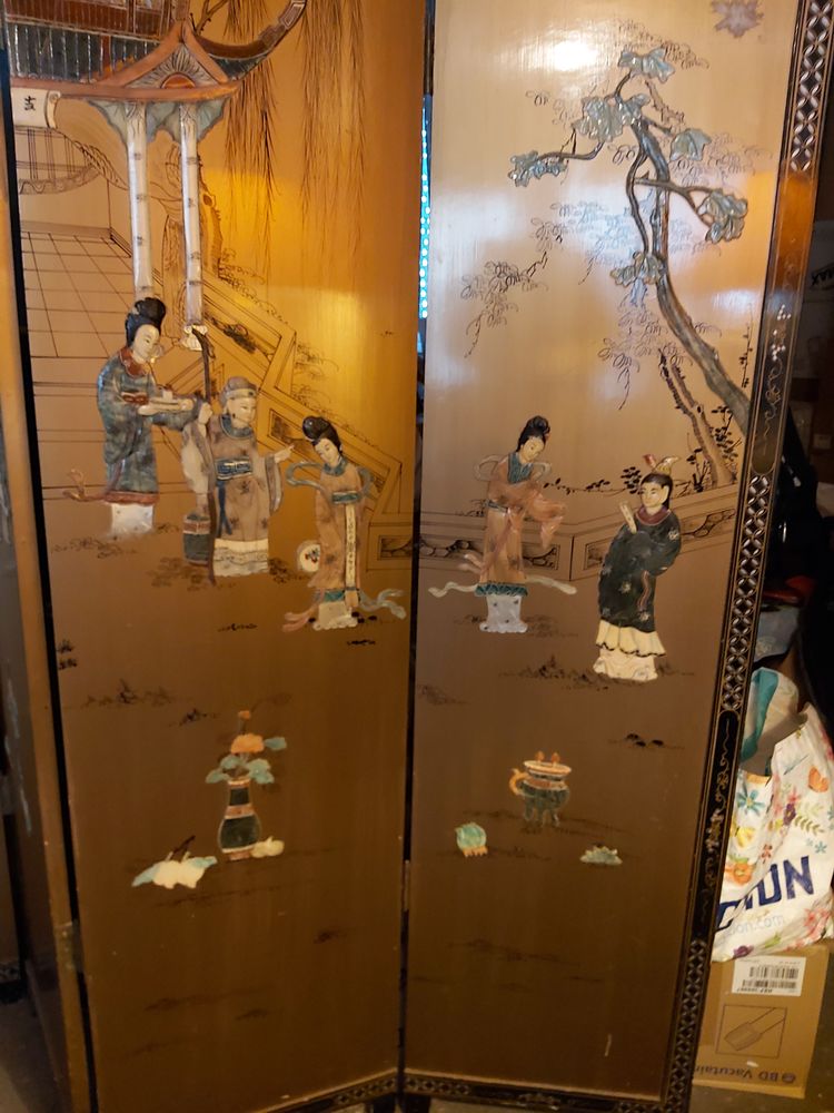 paravent chinois dor� ancien XIX si�cle 3800 Le Pr�-Saint-Gervais (93)