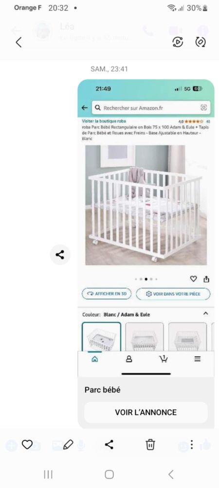 Parc lit b�b� plus tour de lit b�b� 80 L'Isle-sur-Serein (89)