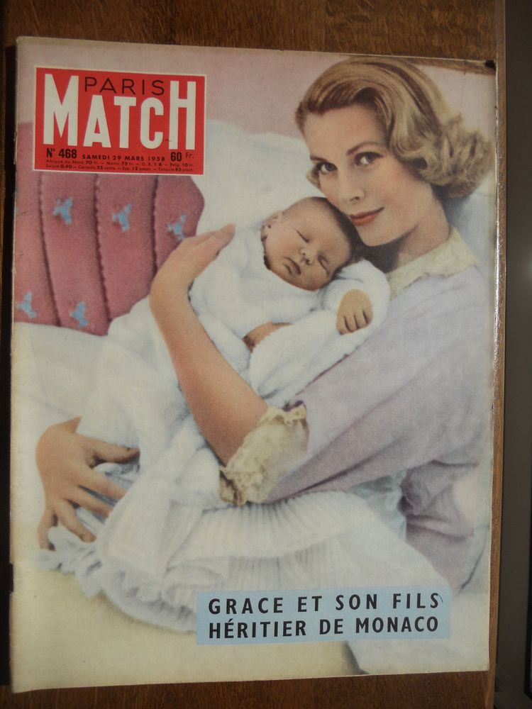 PARIS MATCH.GRACE ET SON FILS H�RITIER DE MONACO 1958 4 Tours (37)