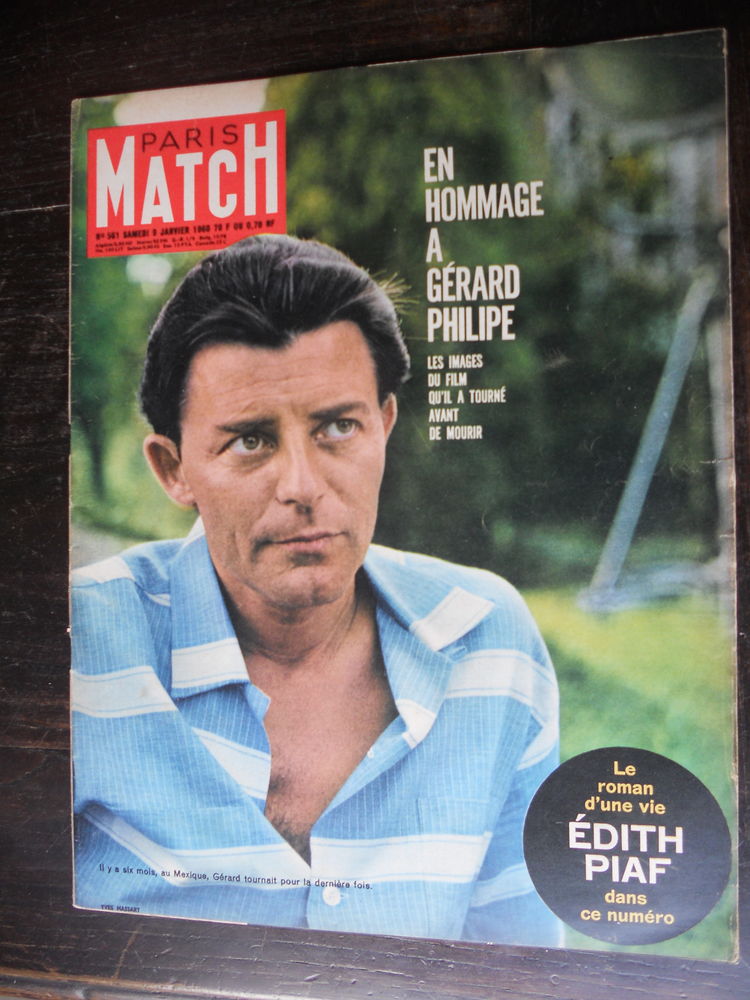 PARIS MATCH EN HOMMAGE A G�RARD PHILIPE 1960 4 Tours (37)