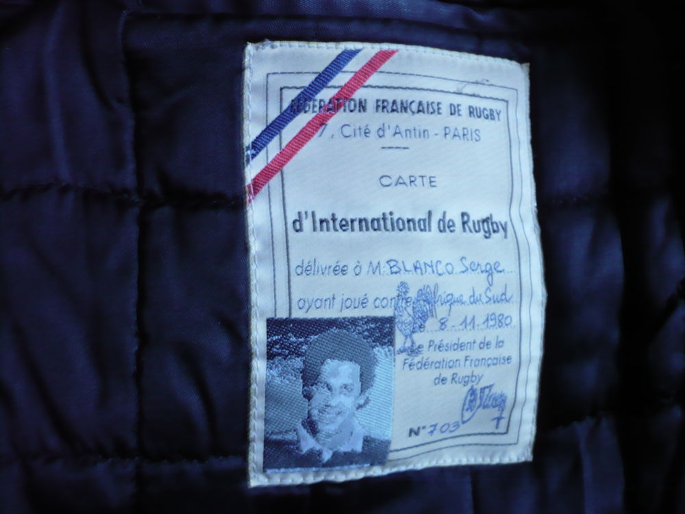 PARKA SERGE BLANCO(ORIGINAL)L,XL avec copie de licence rugby 150 Poitiers (86)