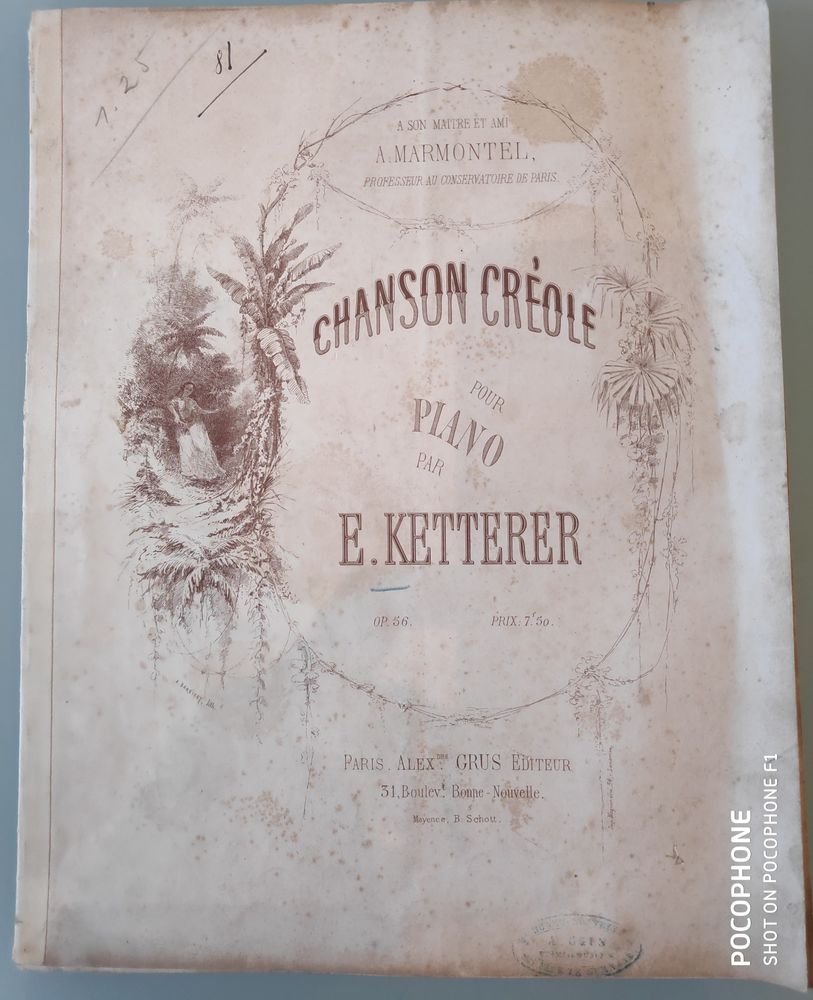 Partition piano: Chanson Créole pour piano par E.Ketterer. 10 Grand-Champ (56)