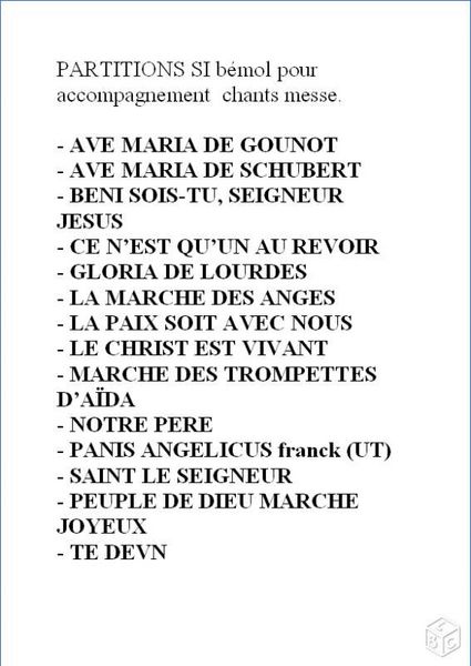 PARTITIONS (SI b�mol) chants messe 5 Castres (81)
