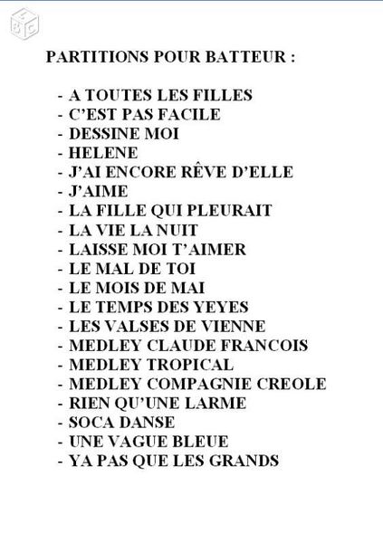 PARTITIONS POUR BATTEUR :
5 Castres (81)