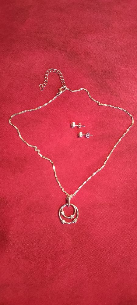 Parure de 2 bijoux :collier et son pendentif et ses boucles d'oreilles 10 Avermes (03)