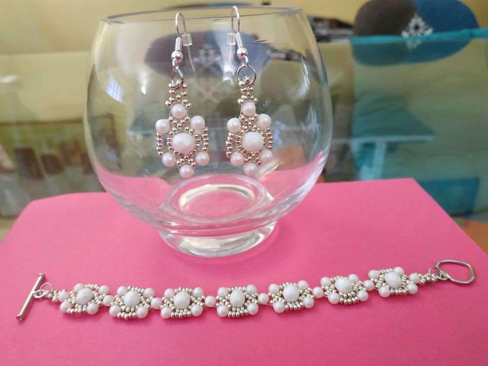 Parure bracelet boucles d'oreilles fait main 25 Le Tampon (97)