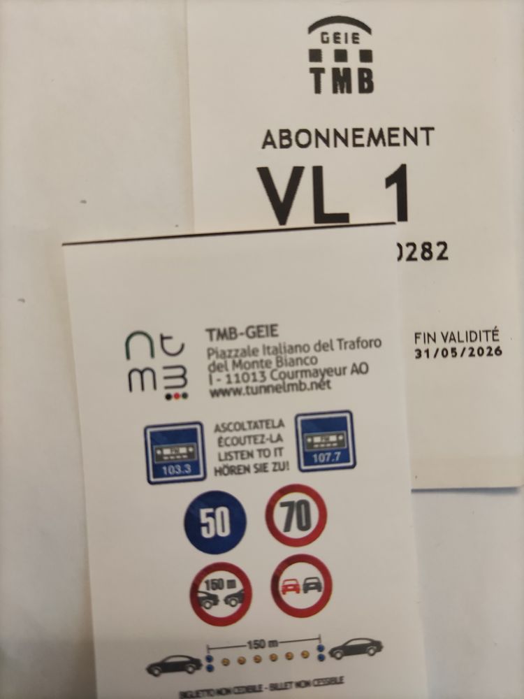 Pass tunnel mont blanc 30 Annecy (74)