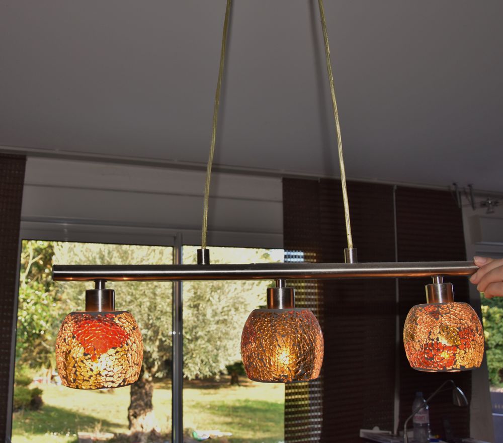 Patchwork verres. LUSTRE. Pi�ce unique. Tr�s bon �tat. 190 Gujan-Mestras (33)