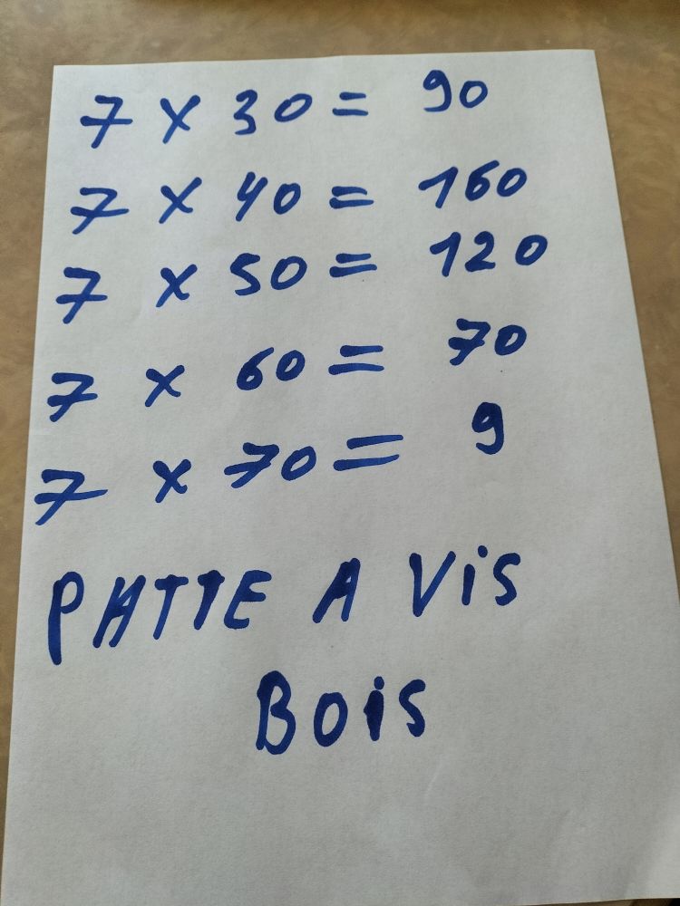 patte a vis bois  ( lots) 25 Beauvoir (50)