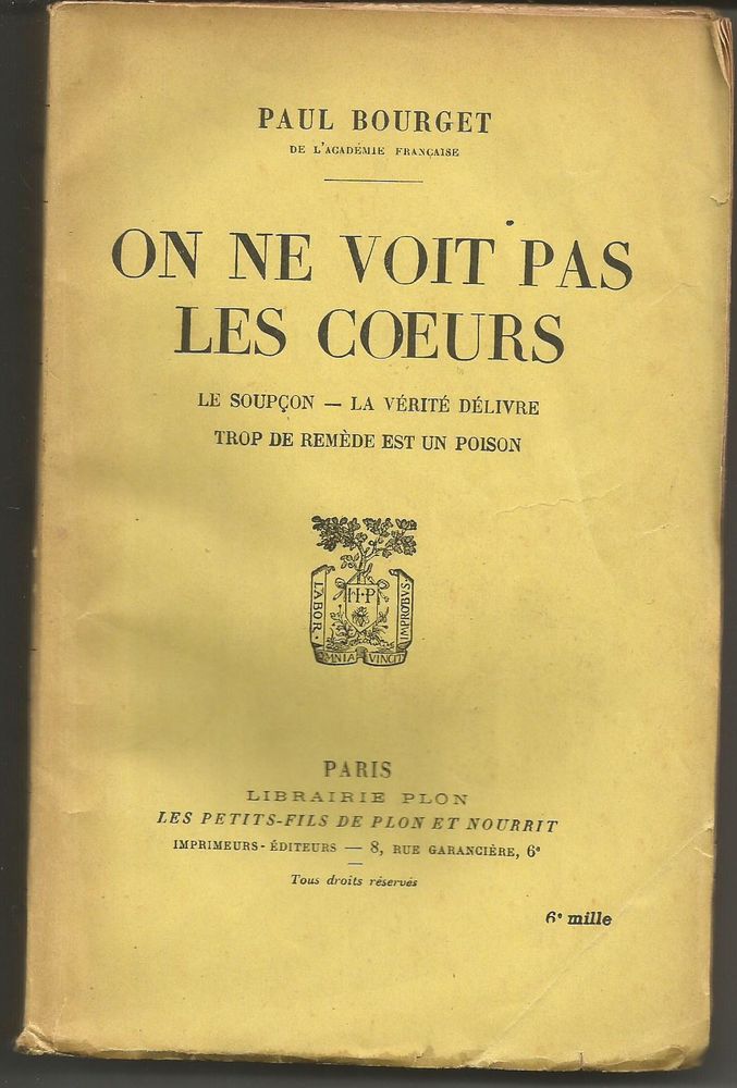 Paul BOURGET On ne voit pas les coeurs 5 Montauban (82)
