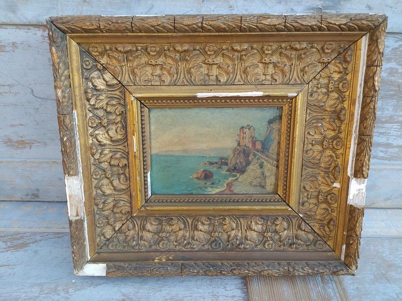 PAUL ENGEL Tableau C�te Rocheuse Pegli Italie XIX�me 250 Loches (37)