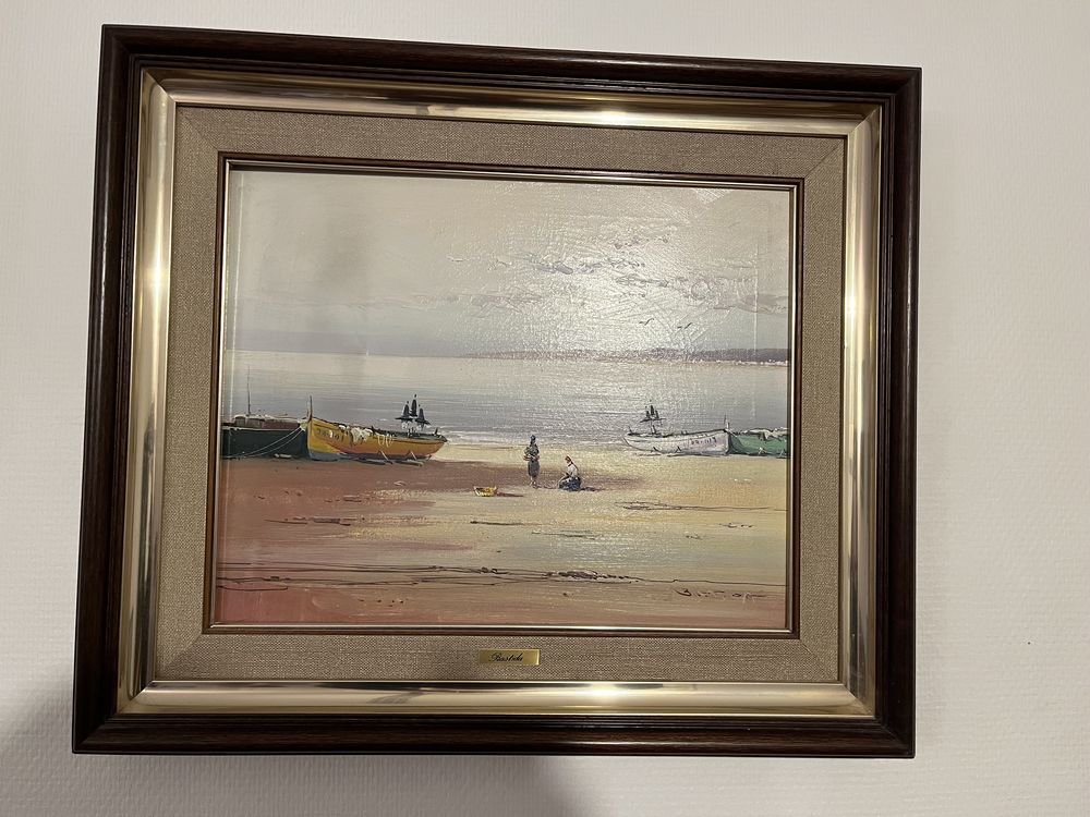   P�cheuses en bord de mer   peinture � l'huile sign� BASTID 0 Neuilly-sur-Seine (92)