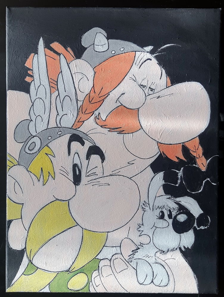 bl - peinture - asterix, obelix et idefix - toile sur chassi 30 Foug�res (35)