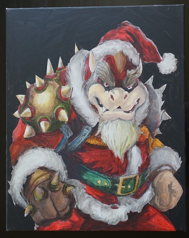 bl - peinture - bowser en pere noel - mario - toile sur chas 40 Foug�res (35)